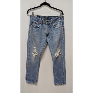 Levi's Light Wash Distressed Straight Leg Jeans